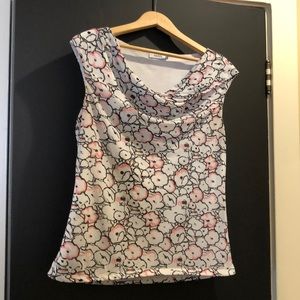 Cap sleeve shawl collar top